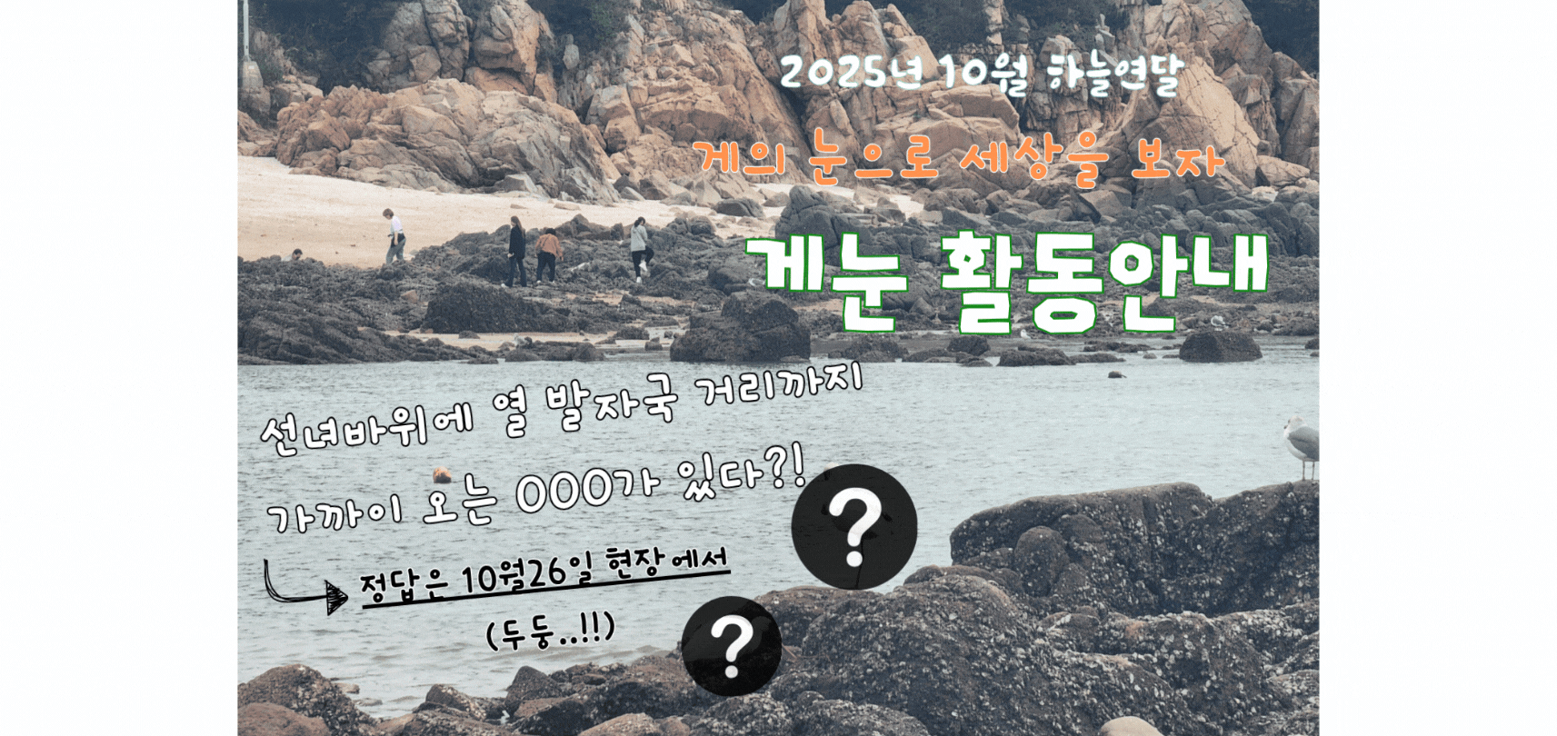 [청소년갯벌모니터링_게눈_10월공지]1026_하늘연달 게눈 모이자 =‘ㅁ’=
